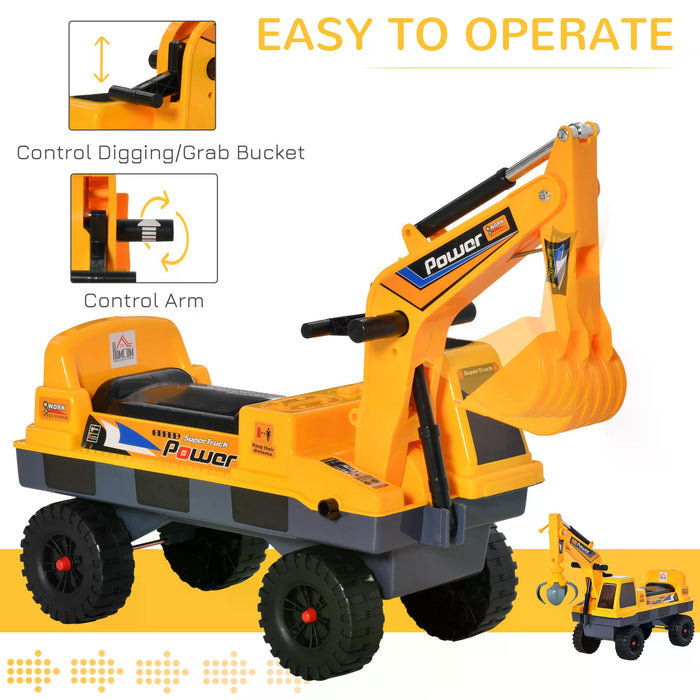 Kids' Ride-On Excavator Digger - Multi-Functional Bulldozer with Detachable Digging Bucket & Play Music - Perfect for 2-3 Year Olds Outdoor Play