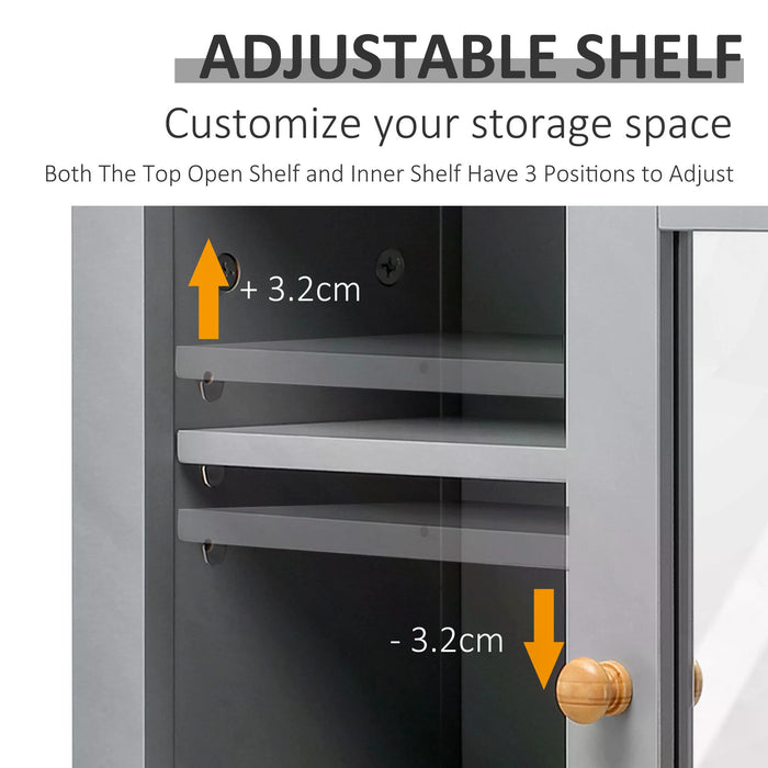 Bathroom Wall Mirror Cabinet with Door - Adjustable Shelving Storage Cupboard for Living Spaces, Grey - Ideal for Organizing Corridor & Room Essentials