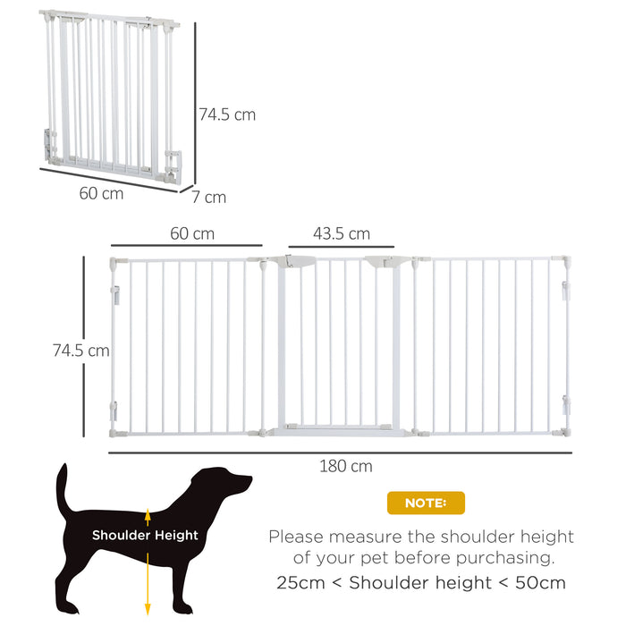 Pet Safety Gate 3-Panel - Adjustable Metal Playpen & Fireplace Barrier with Walk-Through Door - Ideal for Protection & Room Division