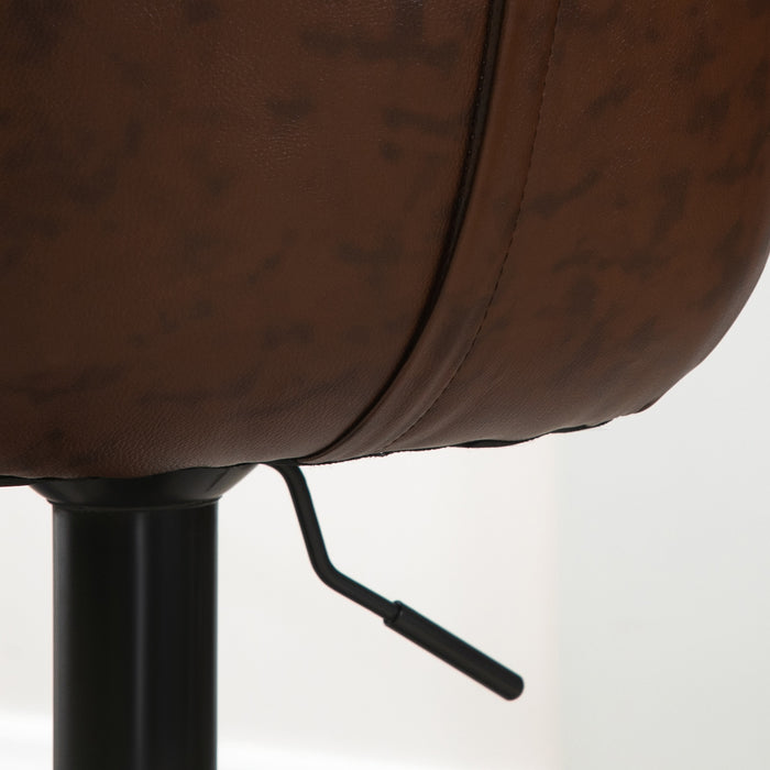 Modern Adjustable Bar Stools Set of 2 - 360-Degree Swivel, PU Leather Kitchen Stools with Footrest, Bar Height - Ideal for Kitchen Island, Home Bar, Brown