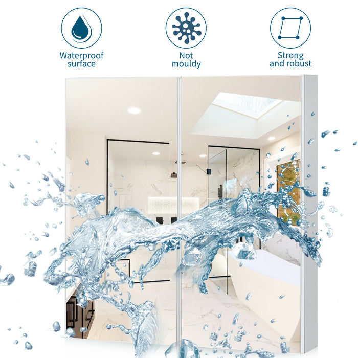 Double Mirror Door Cabinet - Premium Bathroom Storage Solution - Ideal for Keeping Toiletries Organized and Hidden Away