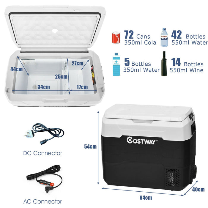 Portable Freezer 50L White - 2-in-1 Dual Temperature Control, Easy Mobility with Wheels and Handle - Ideal for Outdoor Trips, Picnics and Camping
