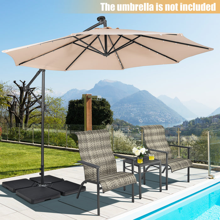 Square Outdoor Umbrella Base, 4 Piece Set - Portable and Easy-Carry with Handle - Perfect for Patio and Outdoor Areas
