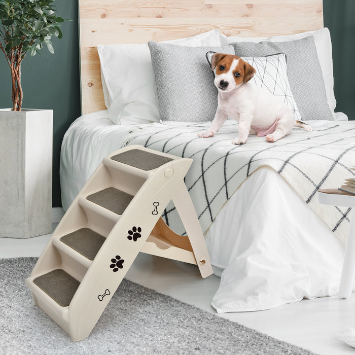 4-Step Pet Stairs by Coffee - Non-slip Foot Pads Features - Ideal for Pets Needing Assistance for Higher Surfaces
