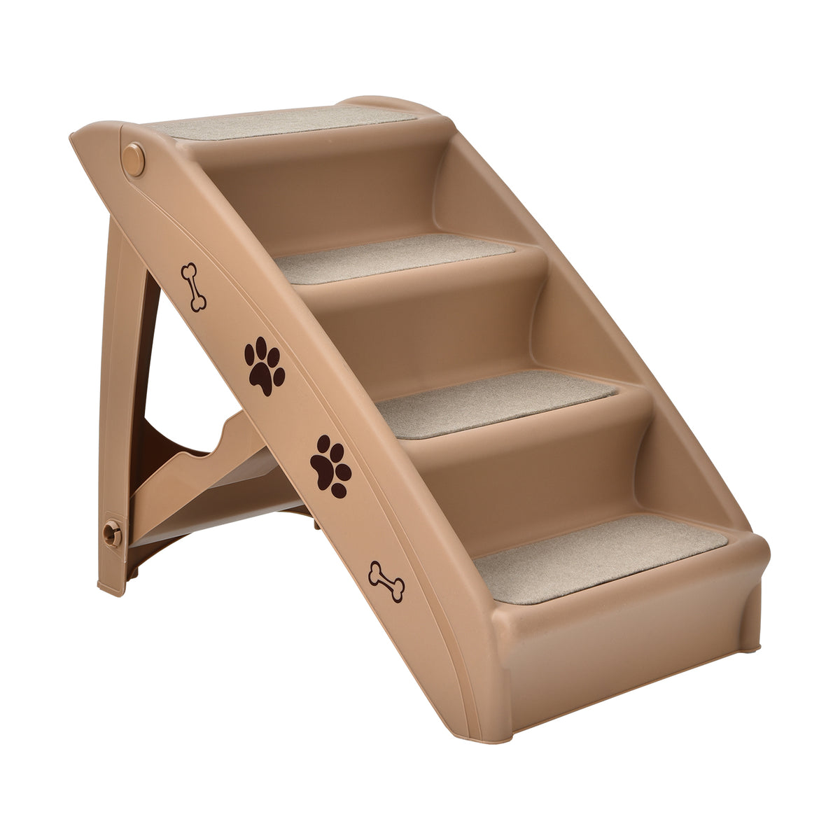 4-Step Pet Stairs by Coffee - Non-slip Foot Pads Features - Ideal for Pets Needing Assistance for Higher Surfaces