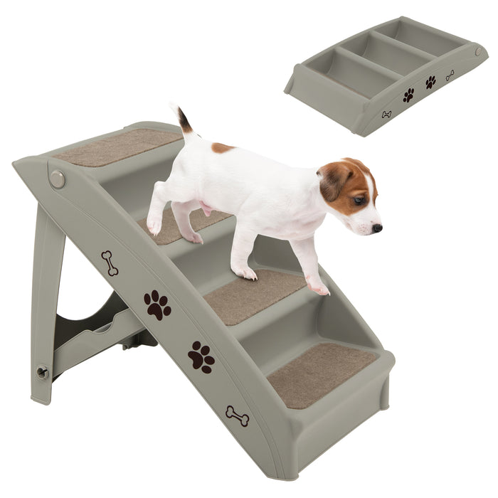 4-Step Pet Stairs by Coffee - Non-slip Foot Pads Features - Ideal for Pets Needing Assistance for Higher Surfaces
