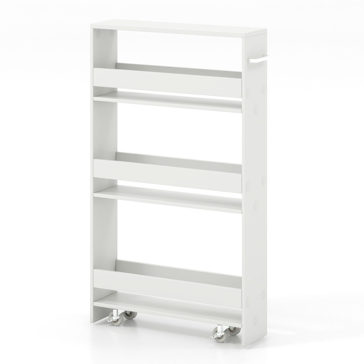 Slim Storage - 4-Tier Cart with Open Shelves in White - Ideal for Limited Space Areas