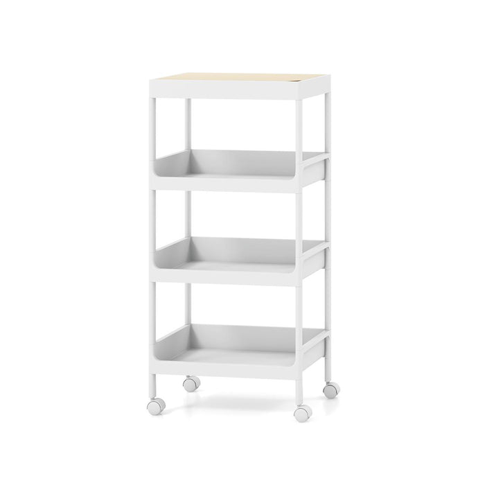 Utility Rolling Cart with Detachable Tray Top and Locking Wheels - 3/4 Tier Multipurpose Storage Organizer - Ideal for Home, Office, Kitchen, Garage Use