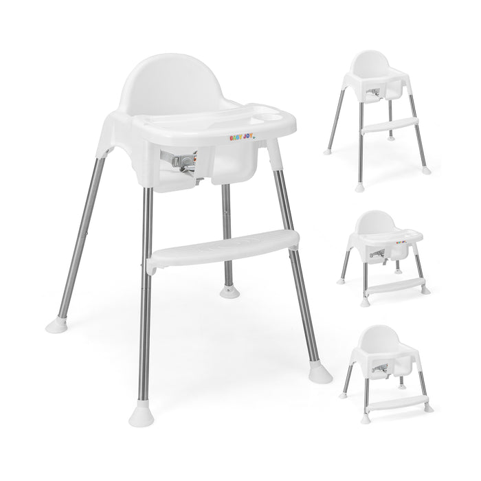 4 in 1 Adjustable Baby High Chair - Double Removable Tray in Modern Grey - Versatile and Practical Seating Solution for Babies and Toddlers