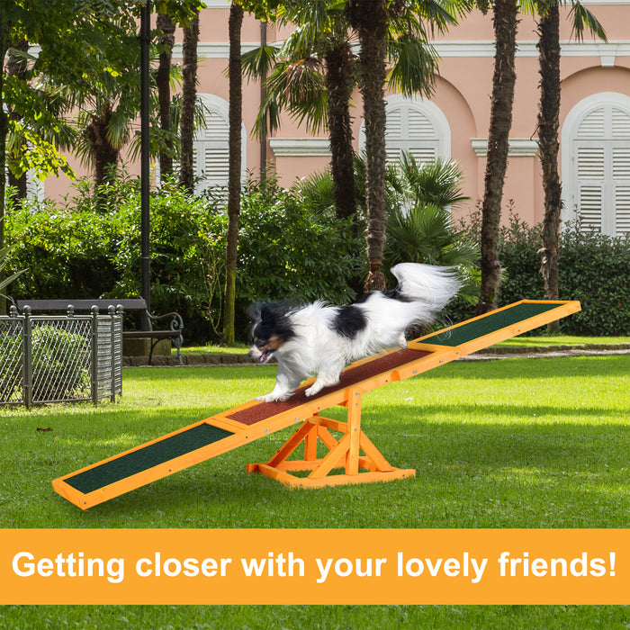 Wooden Pet Seesaw 1.8m - Dog Agility, Sport Training and Obedience Toy, Weather Resistant - Ideal for Active Dogs and Pet Sports Enthusiasts