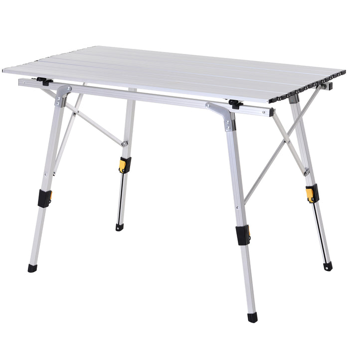 Aluminum Folding Picnic Table, 3FT - Portable and Lightweight with Roll-Up Top - Ideal for Camping, BBQs, and Outdoor Activities