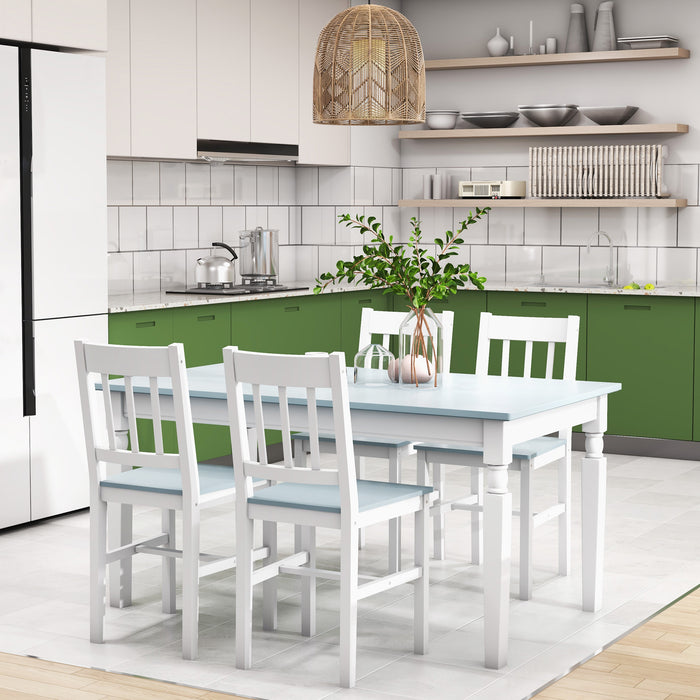 Kitchen Chair Quartet - Sturdy Pine Wood Slat Back Dining Chairs - Perfect for Dining & Living Room Comfort