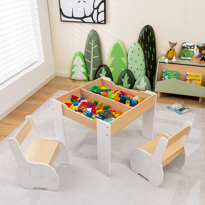 Kids Kreationz - Wooden Table and Chair Set, Hidden Storage Features - Ideal for Children's Play and Learning Activities