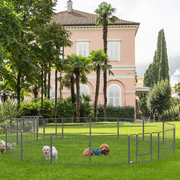 Heavy Duty 16-Panel Dog Playpen with Dual Entries - Portable Indoor/Outdoor Puppy Enclosure, 60cm Height - Ideal for Safe Pet Play & Training
