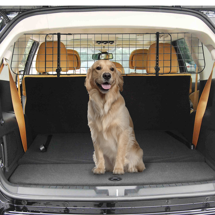 Heavy Duty Pet Dog Car Barrier in Black - Secure Vehicle Safety Mesh Partition for Travelling with Dogs - Keeps Pets Safe and Distracted Driving at Bay