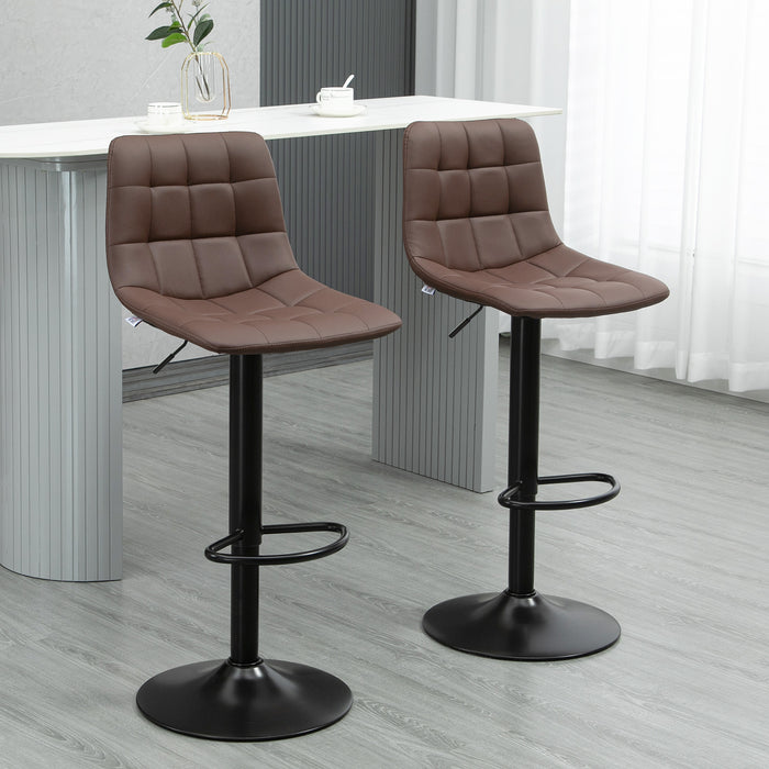 Adjustable Bar Stools Set of 2 - Counter Height, 360° Swivel, Footrest, Dining Chairs for Home Pub and Kitchen - Perfect for Entertaining and Daily Use, Brown