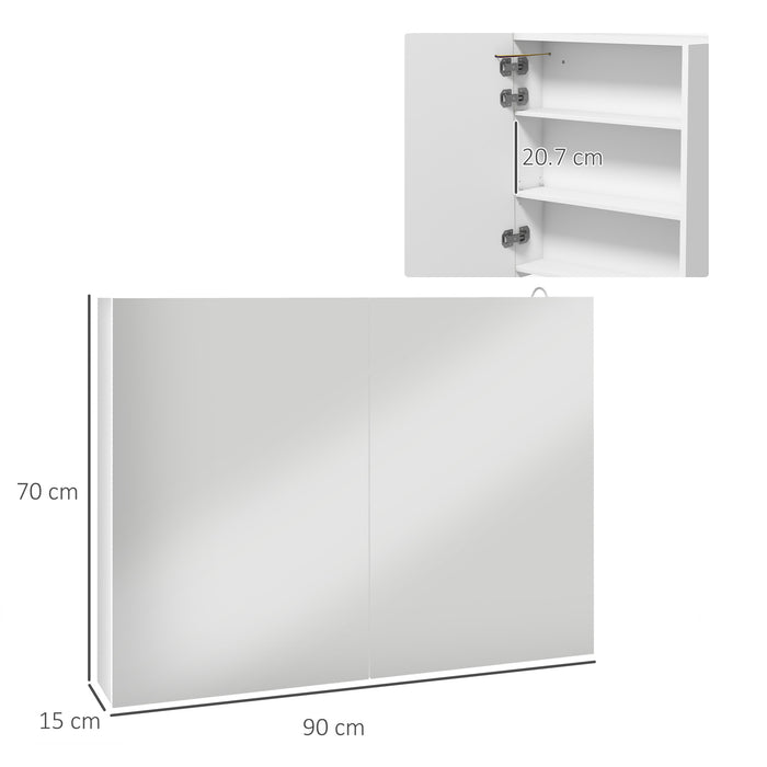 Bathroom Illuminated Mirror Cabinet - White Storage Cupboard with USB Charging & Adjustable Shelf - Ideal for Organizing & Enhancing Small Bath Spaces