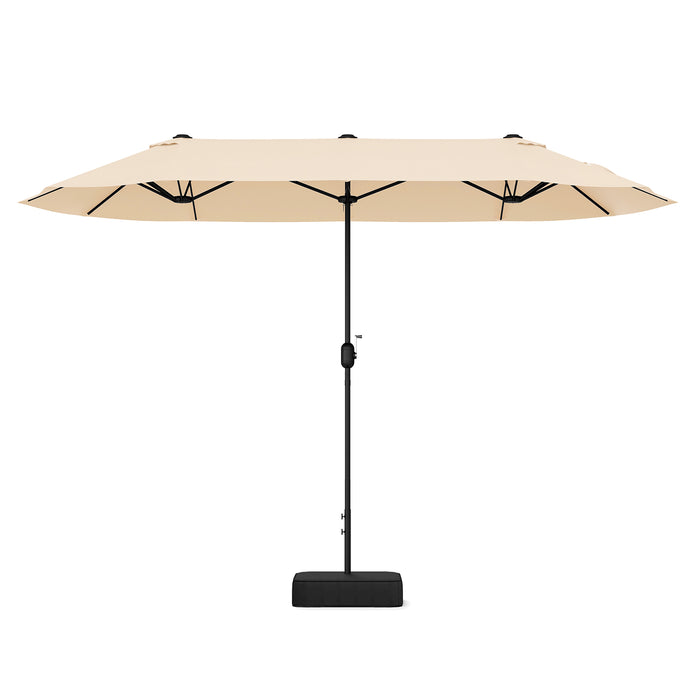 4M Brand Double-Sided Patio Umbrella - Crank Handle, Suitable for Garden, Pool, Backyard, Tan Color - Perfect for Outdoor Relaxation and Protection Against Sunlight