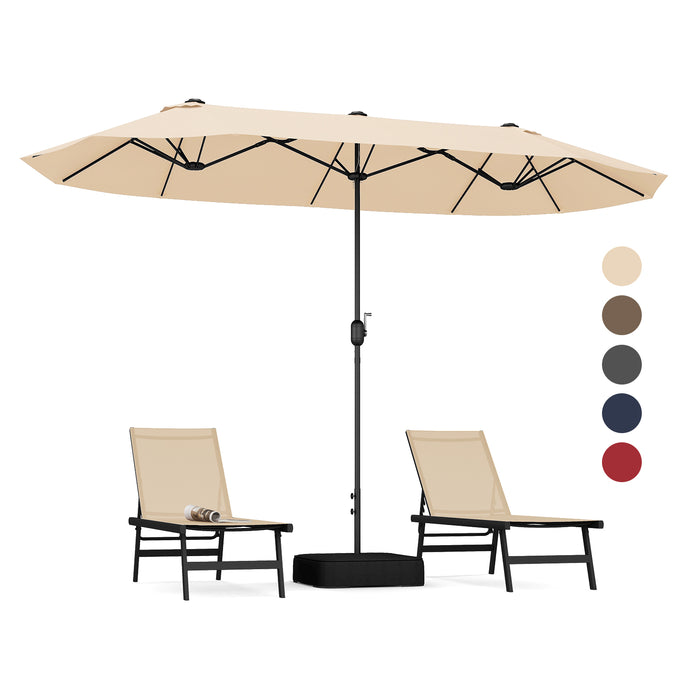 4M Brand Double-Sided Patio Umbrella - Crank Handle, Suitable for Garden, Pool, Backyard, Tan Color - Perfect for Outdoor Relaxation and Protection Against Sunlight