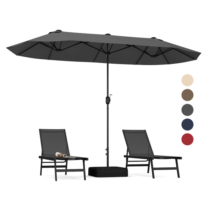 4M Brand Double-Sided Patio Umbrella - Crank Handle, Suitable for Garden, Pool, Backyard, Tan Color - Perfect for Outdoor Relaxation and Protection Against Sunlight