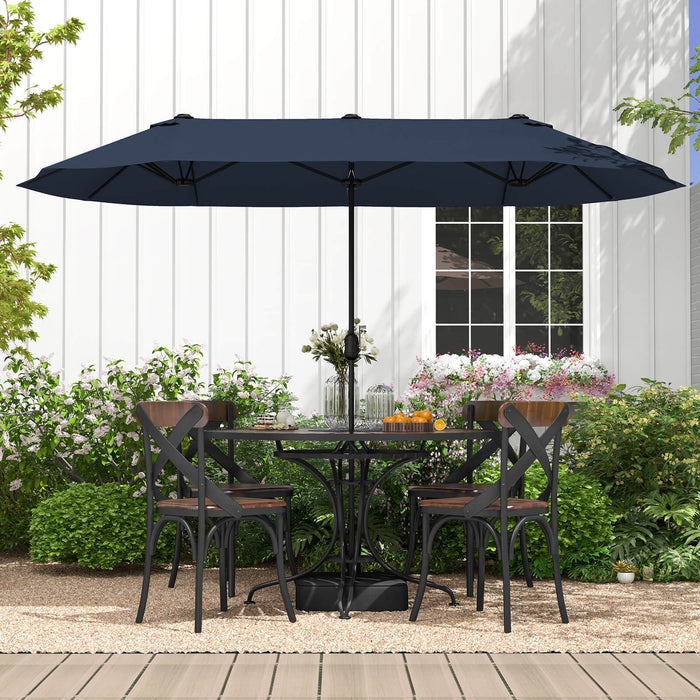 4M Brand Double-Sided Patio Umbrella - Crank Handle, Suitable for Garden, Pool, Backyard, Tan Color - Perfect for Outdoor Relaxation and Protection Against Sunlight