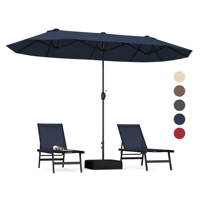 4M Brand Double-Sided Patio Umbrella - Crank Handle, Suitable for Garden, Pool, Backyard, Tan Color - Perfect for Outdoor Relaxation and Protection Against Sunlight