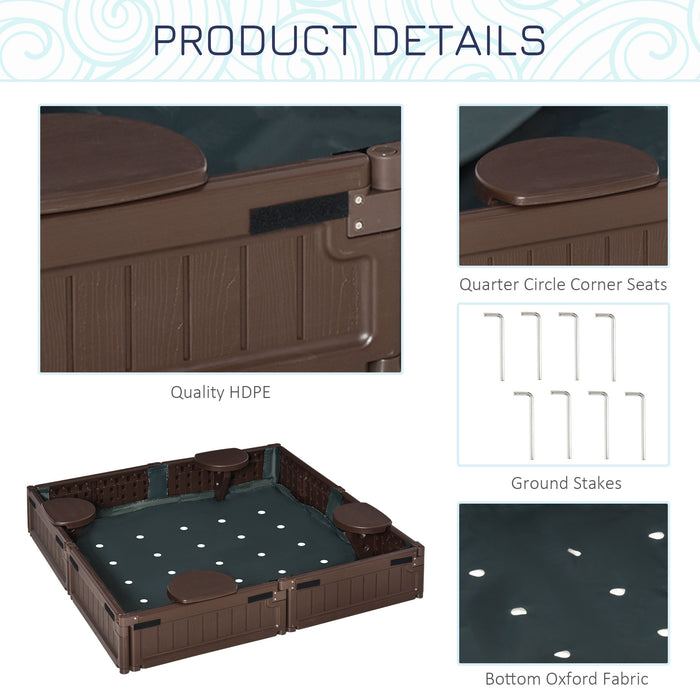 Kids Outdoor Sandbox with Waterproof Canopy - Protective Bottom Fabric Liner for Ages 3-12 - Ideal Children's Playset for Backyard Fun