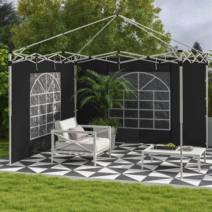 Gazebo Side Panels Replacement 2-Pack - 3x3m & 3x6m Sizes with Windows & Doors, Black - Ideal for Outdoor Shelter Privacy and Weather Protection