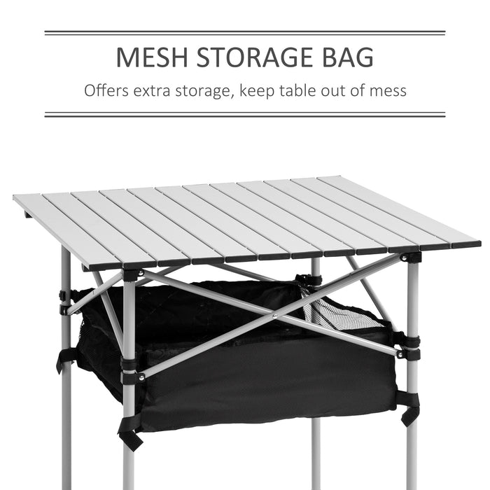 Foldable Camping Table with Mesh Storage Bag - Outdoor Dining & Hiking Lightweight Desk with Steel Frame - Ideal for Camping, Picnics, and Portable Furniture Needs