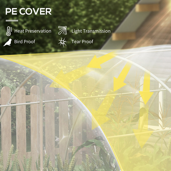 Walk-In Polytunnel Greenhouse - Sturdy Galvanized Steel Frame and PE Cover, 4x3x2m - Ideal for Plant Protection and Year-Round Gardening