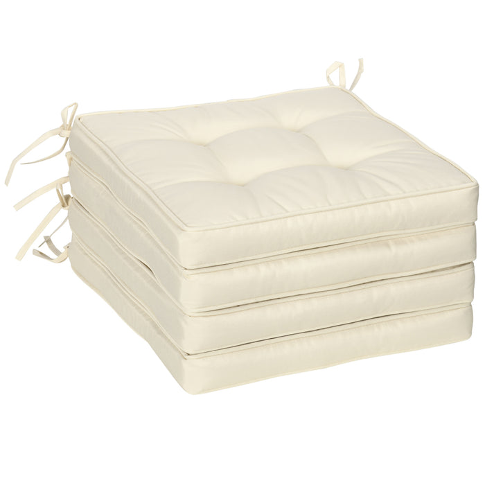 Outdoor Chair Comfort Pad - 40x40cm Garden Seat Cushion with Secure Ties, Cream White - Ideal for Patio Furniture & Dining Chairs