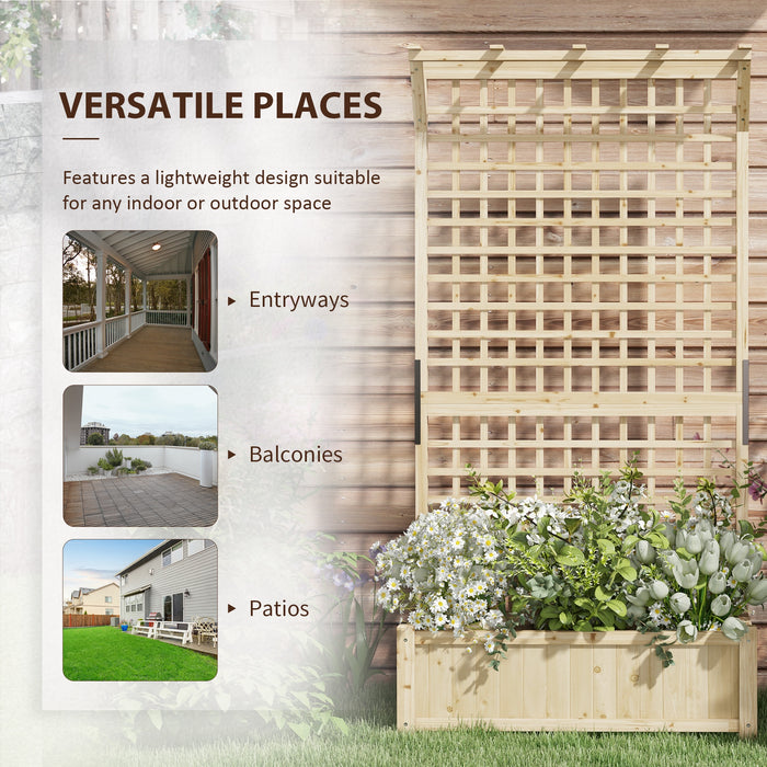Wooden Raised Garden Bed with Trellis - Drainage Holes, Climbing Plant Support - Ideal for Growing Vegetables and Flowers in Small Spaces
