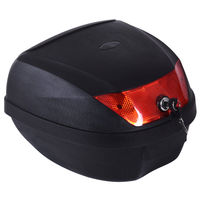28L Motorcycle Tail Box - Helmet and Gear Storage Top Case - Secure Luggage Solution with Mount Rack and 2 Keys