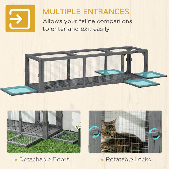 Extra Long 150cm Cat Tunnel - Durable Indoor & Outdoor Play Accessory with Multiple Entrances - Ideal for Cats, Rabbits & Puppies, Dark Grey