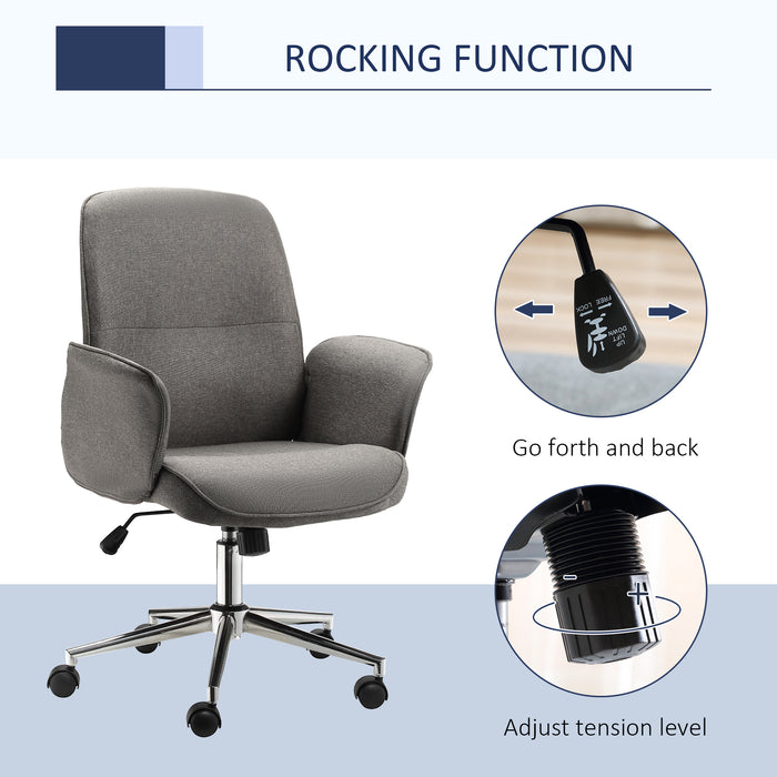 Mid-Back Executive Rocking Office Chair with Adjustable Settings - Swivel, Wheeled, and Comfort-Centric Design in Light Grey - Ideal for Home or Corporate Offices