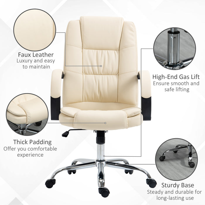 Ergonomic High Back Chair - Swivel Executive Office Chair with PU Leather, Padded Armrests, Adjustable Height & Tilt - Comfortable Seating for Professionals and Home Offices