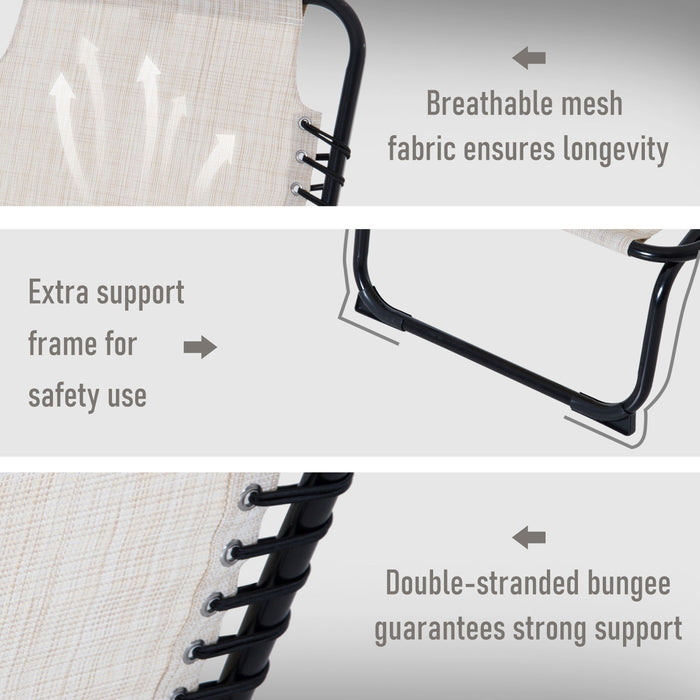 Reclining Folding Chaise Lounge Chair - 4-Position Adjustable Backrest, Garden Sun Lounger - Ideal for Patio, Deck, Poolside Relaxation, Cream White