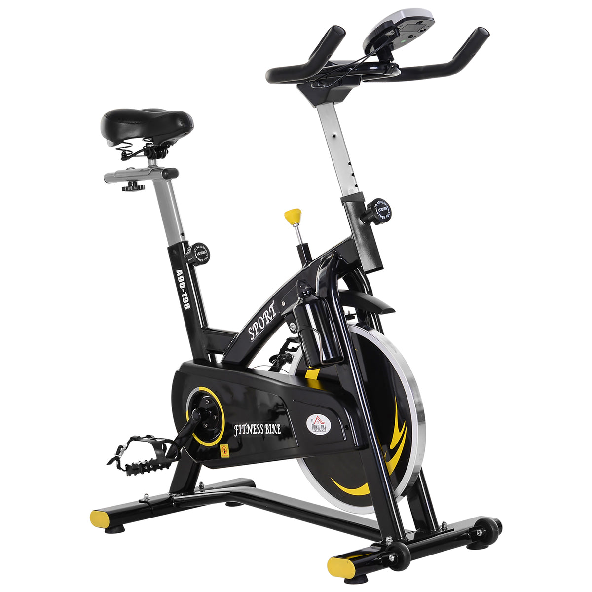 Black and Yellow Steel Flywheel Exercise Bike for Cardio Fitness