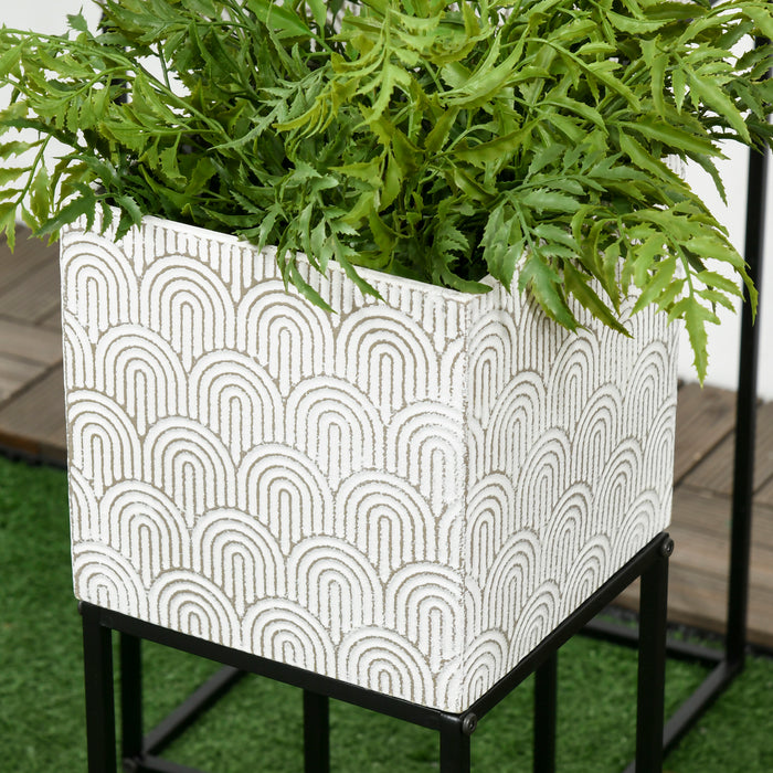 Decorative Square Metal Plant Stand Trio with Legs - Stylish Indoor Planters for Flowers and Greenery - Enhance Living Room and Bedroom Ambience