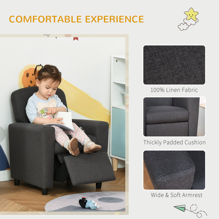Kids Convertible Sofa Chair with Footrest - 2-in-1 Design, Playroom Bedroom Furniture, 55x50x67cm, Grey - Perfect for Children's Comfort and Play