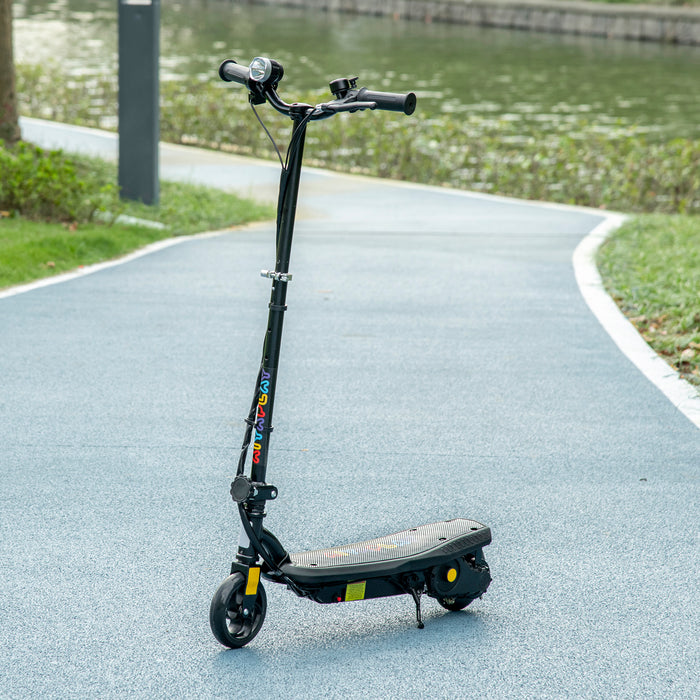 Foldable Electric Scooter with LED Headlight - Ideal Transport for Kids Aged 7-14 - Stylish Black Design for Young Commuters
