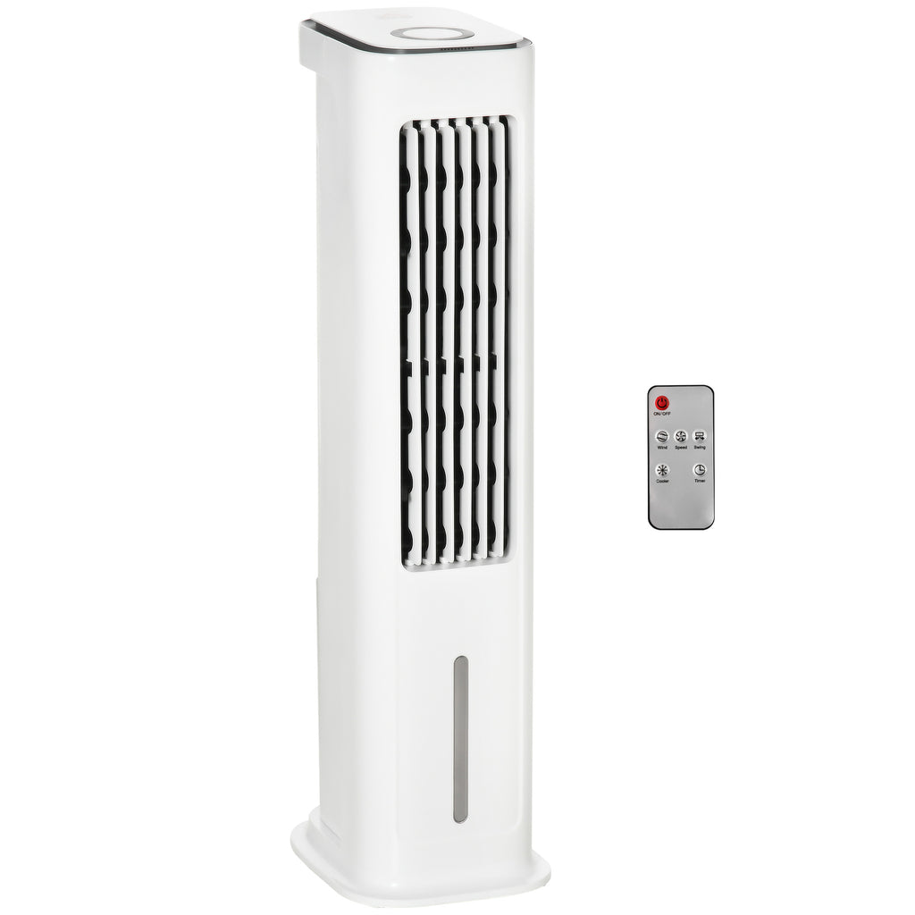 Evaporative Air Cooler with Ice Compartment - 3 Modes & Speeds, Remote, Timer, White - Ideal for Home Cooling & Energy Efficiency