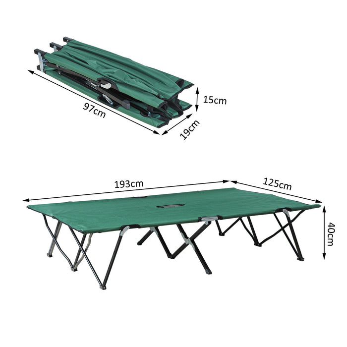 Ultra-Lightweight Double Camping Cot - Foldable Outdoor Patio Sunbed with Carrying Bag, Green - Portable Sleeping Solution for Campers and Outdoors Enthusiasts
