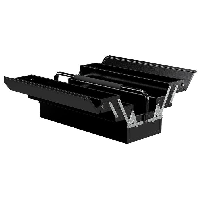 3 Tier Metal Toolbox with 5 Trays - Durable Workshop Storage Solution with Portable Carry Handle, 56x20x34cm - Ideal for Professionals & DIY Enthusiasts