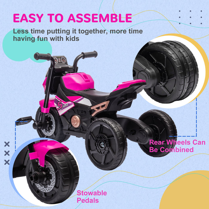 3-in-1 Toddler Trike - Convertible Sliding Car & Balance Bike with Headlight & Music Features, Pink - Ideal for Kids' Motor Skills Development and Fun