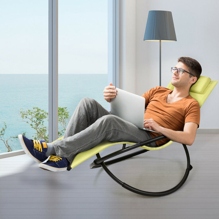 Zero Gravity-Green Sun Lounger - Foldable Rocking Chair Design - Ideal for Relaxing Outdoors or Poolside