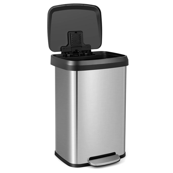 Rose Gold 50 L Step Trash Can - Stainless Steel with Deodorizer Compartment - Ideal for Keeping Your Space Fresh and Clean