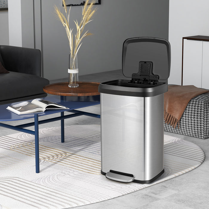 Rose Gold 50 L Step Trash Can - Stainless Steel with Deodorizer Compartment - Ideal for Keeping Your Space Fresh and Clean