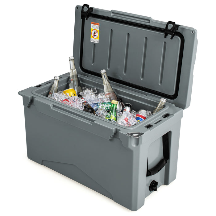 47L Portable Cooler - Rotomolded Design with Integrated Cup Holders - Perfect for Campers and Outdoor Enthusiasts