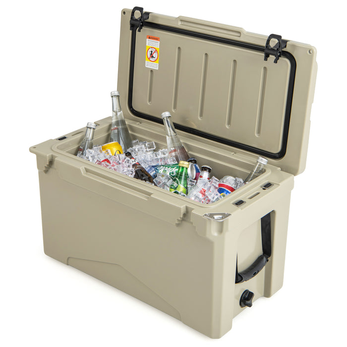 47L Portable Cooler - Rotomolded Design with Integrated Cup Holders - Perfect for Campers and Outdoor Enthusiasts
